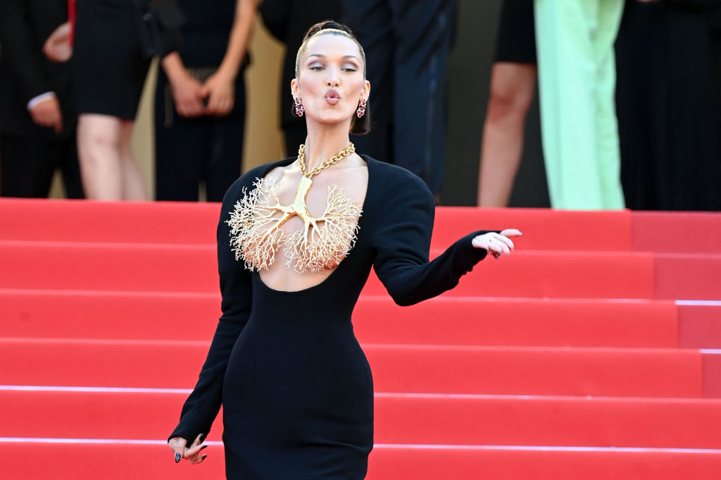 CANNES, FRANCE - JULY 11: Bella Hadid attends the "Tre Piani (Three Floors)" screening during the 74th annual Cannes Film Festival on July 11, 2021 in Cannes, France. (Photo by Daniele Venturelli/WireImage)