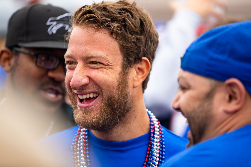 ORCHARD PARK, NY - SEPTEMBER 29:  Barstool Sports founder Dave Portnoy attends a Buffalo Bills tailgate before the game against the New England Patriots at New Era Field on September 29, 2019 in Orchard Park, New York. New England defeats Buffalo 16-10.  (Photo by Brett Carlsen/Getty Images)