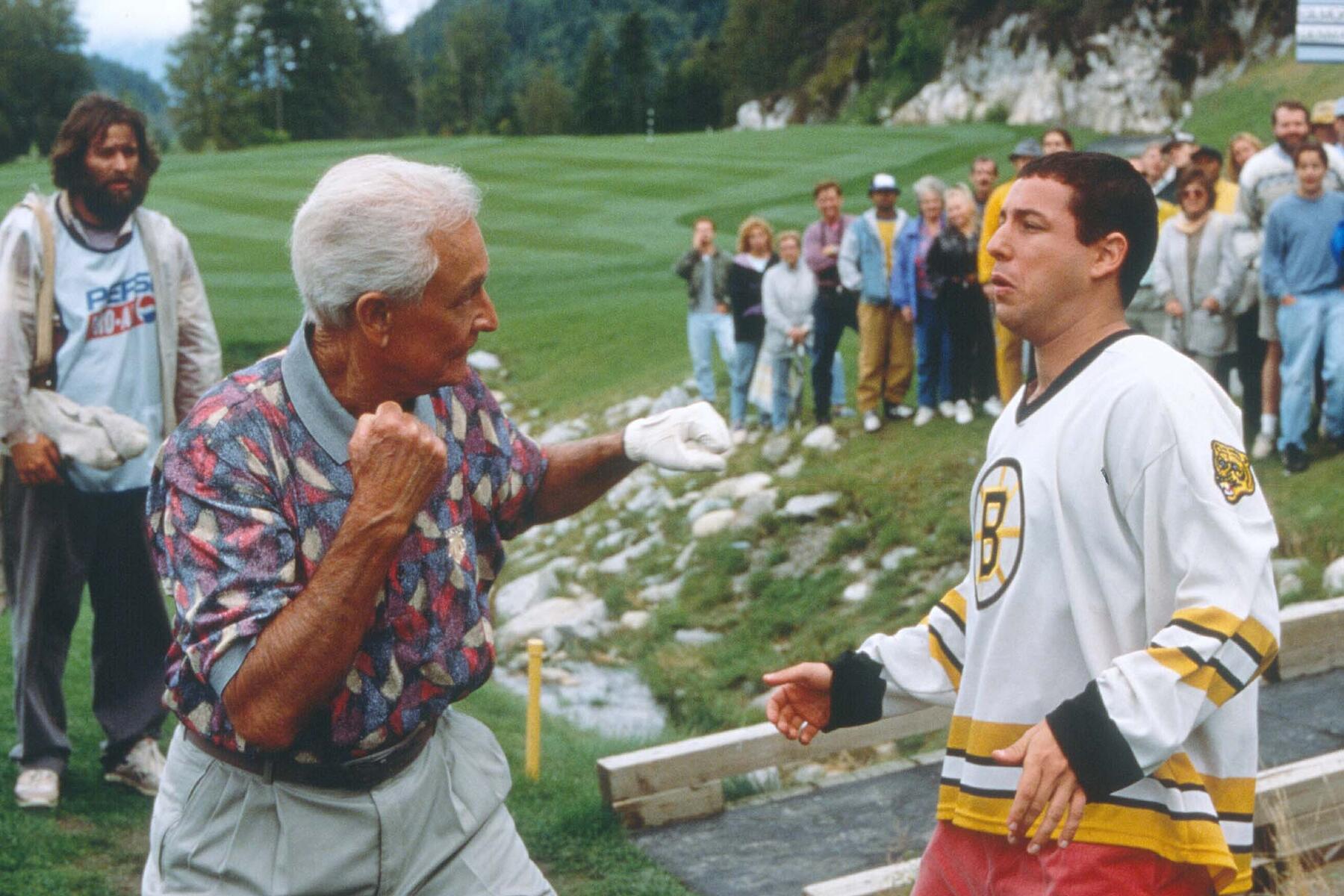 Happy Gilmore (1996)
Directed by Dennis Dugan 
Shown from left: Bob Barker (as himself), Adam Sandler (as Happy Gilmore)