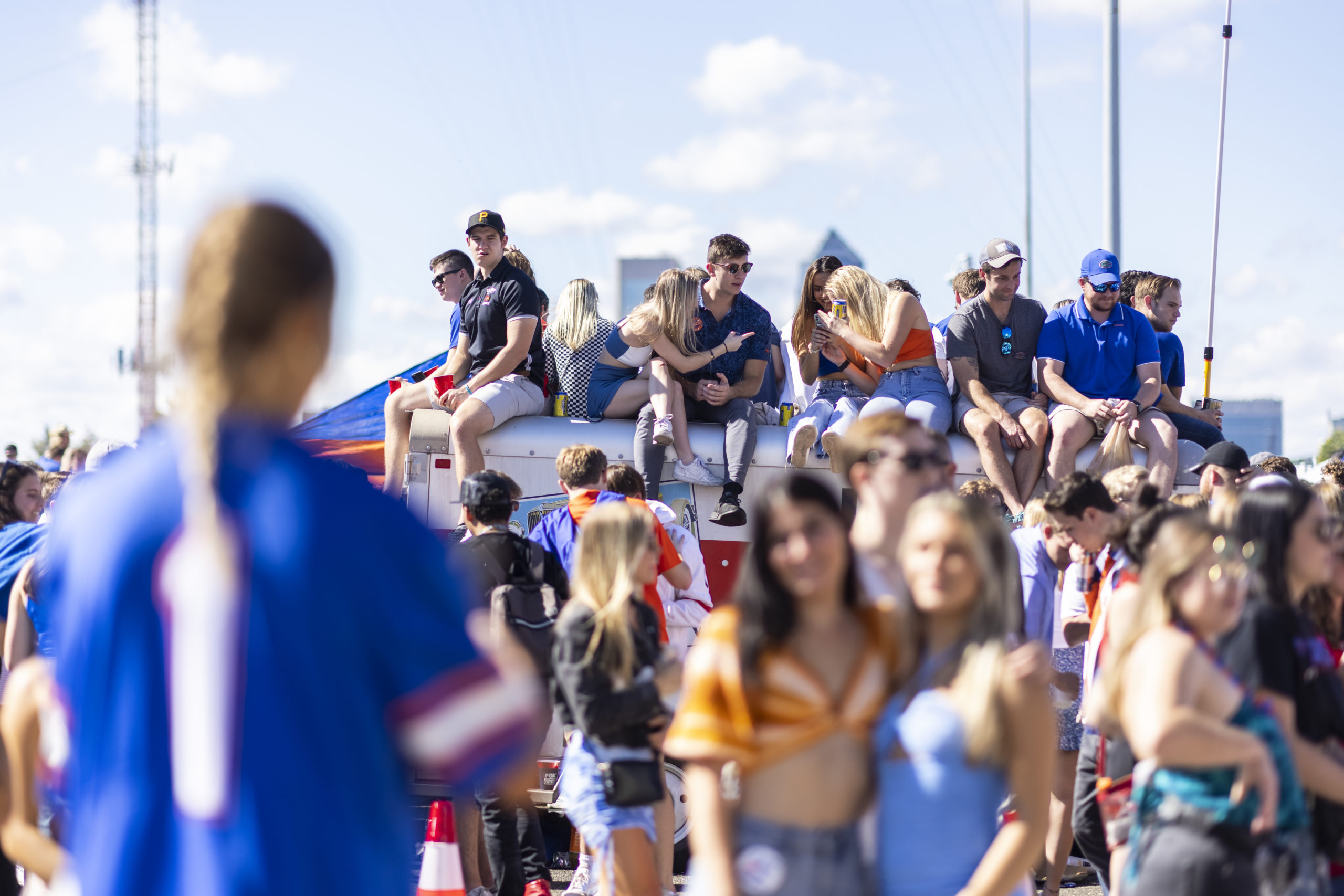 JACKSONVILLE, FLORIDA - OCTOBER 30: Fans tailgate before the start of a game between the Florida Gators and the Georgia Bulldogs at TIAA Bank Field on October 30, 2021 in Jacksonville, Florida. (Photo by James Gilbert/Getty Images)