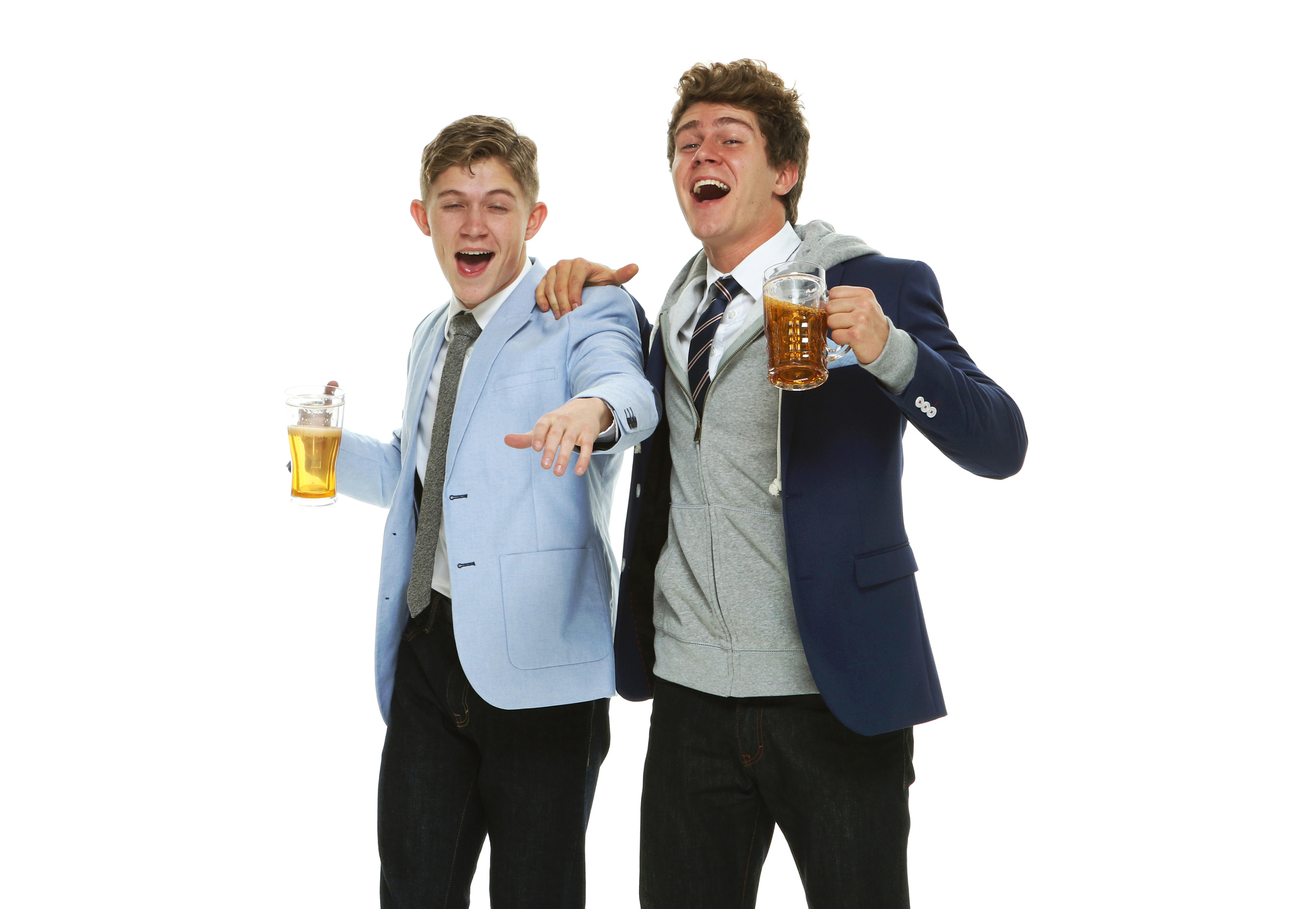 Smiling men drinking alcohol