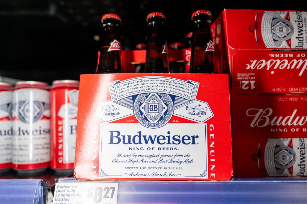 AUSTIN, TEXAS - MARCH 02: Budweiser beer in the brewery section at an H-E-B grocery store on March 02, 2023 in Austin, Texas. AB InBev, the largest brewer in the world, reported a drop in fourth quarter volume as shares have toppled as low as 4.5% this week. (Photo by Brandon Bell/Getty Images)