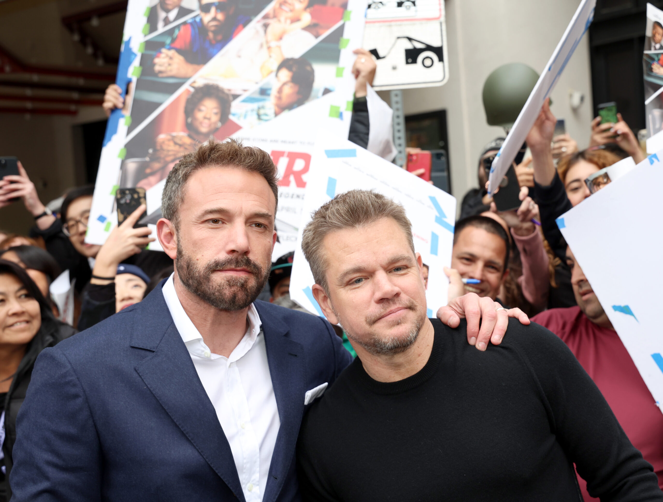 AUSTIN, TEXAS - MARCH 18: Ben Affleck (L) and Matt Damon attend the world premiere of "Air" at the Paramount Theatre during the 2023 SXSW Conference And Festival on March 18, 2023 in Austin, Texas. (Photo by Gary Miller/WireImage)