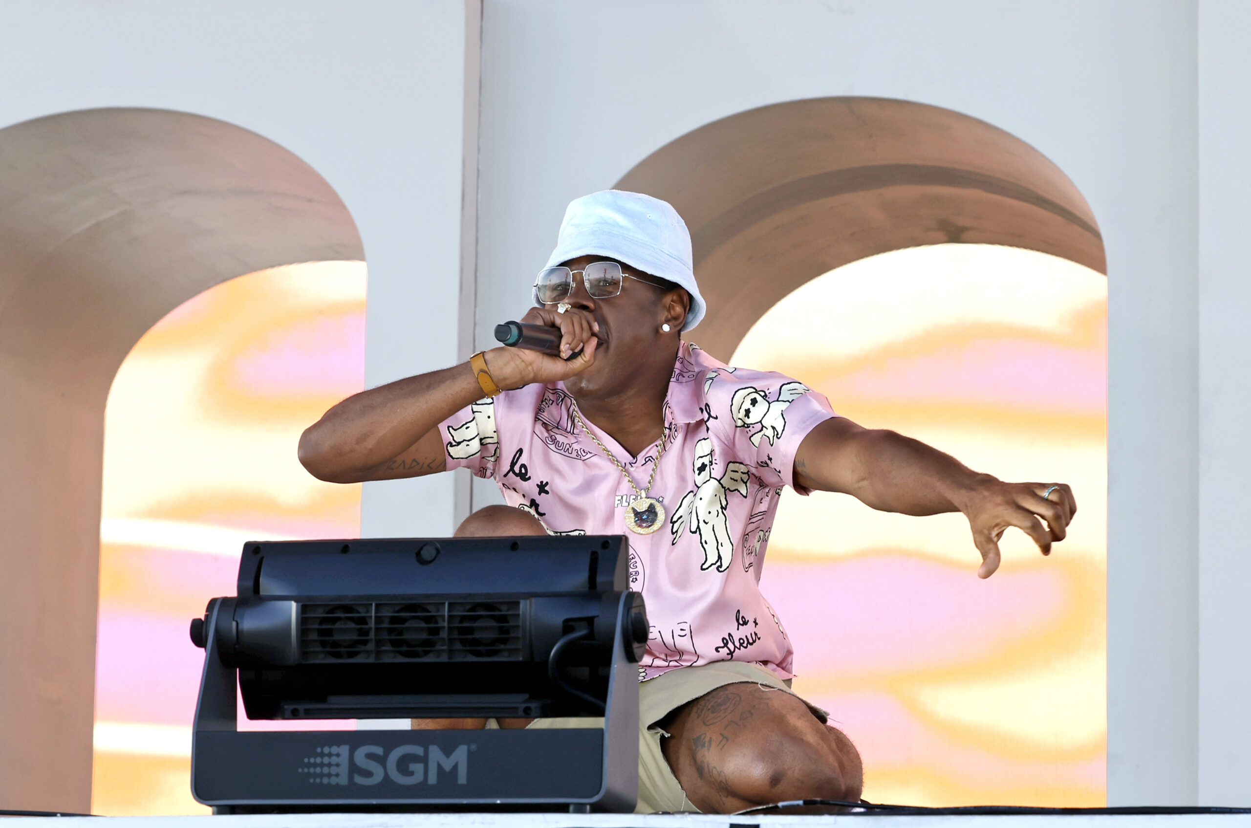 INDIO, CALIFORNIA - APRIL 16: Tyler, the Creator performs with Kali Uchis at the Coachella Stage during the 2023 Coachella Valley Music and Arts Festival on April 16, 2023 in Indio, California. (Photo by Frazer Harrison/Getty Images for Coachella)