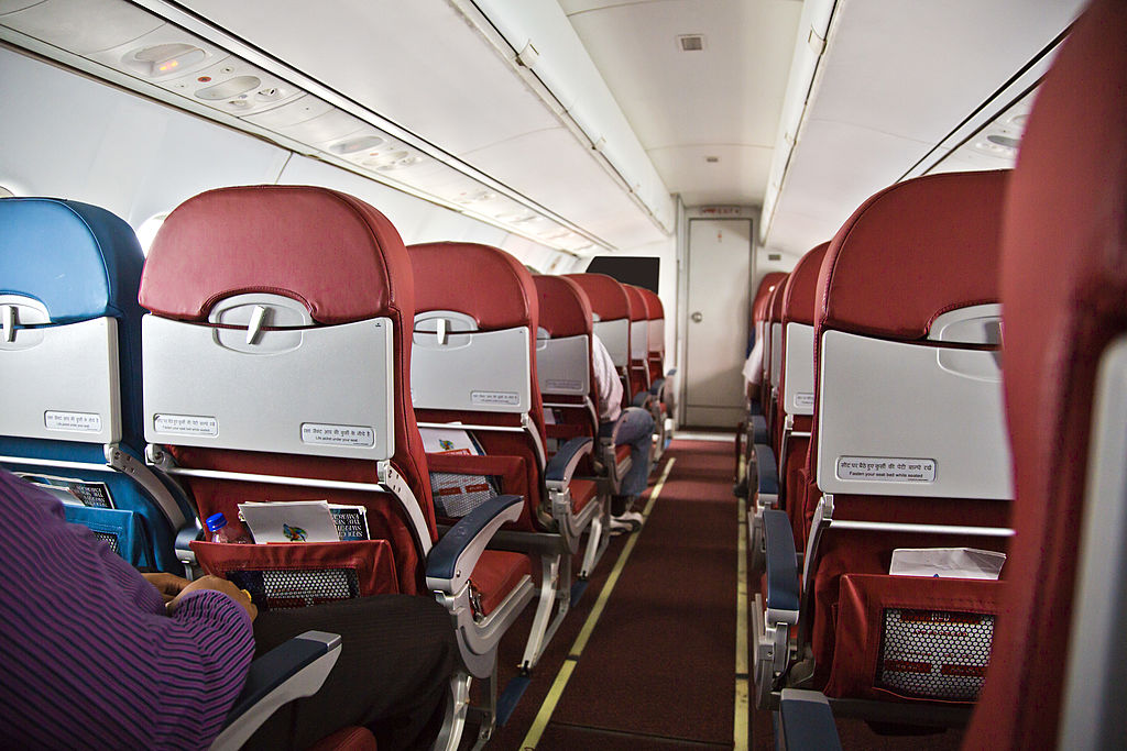 Interiors of an airplane, Shimla Airport, Shimla, Himachal Pradesh, India. (Photo by: Exotica.im/Universal Images Group via Getty Images)