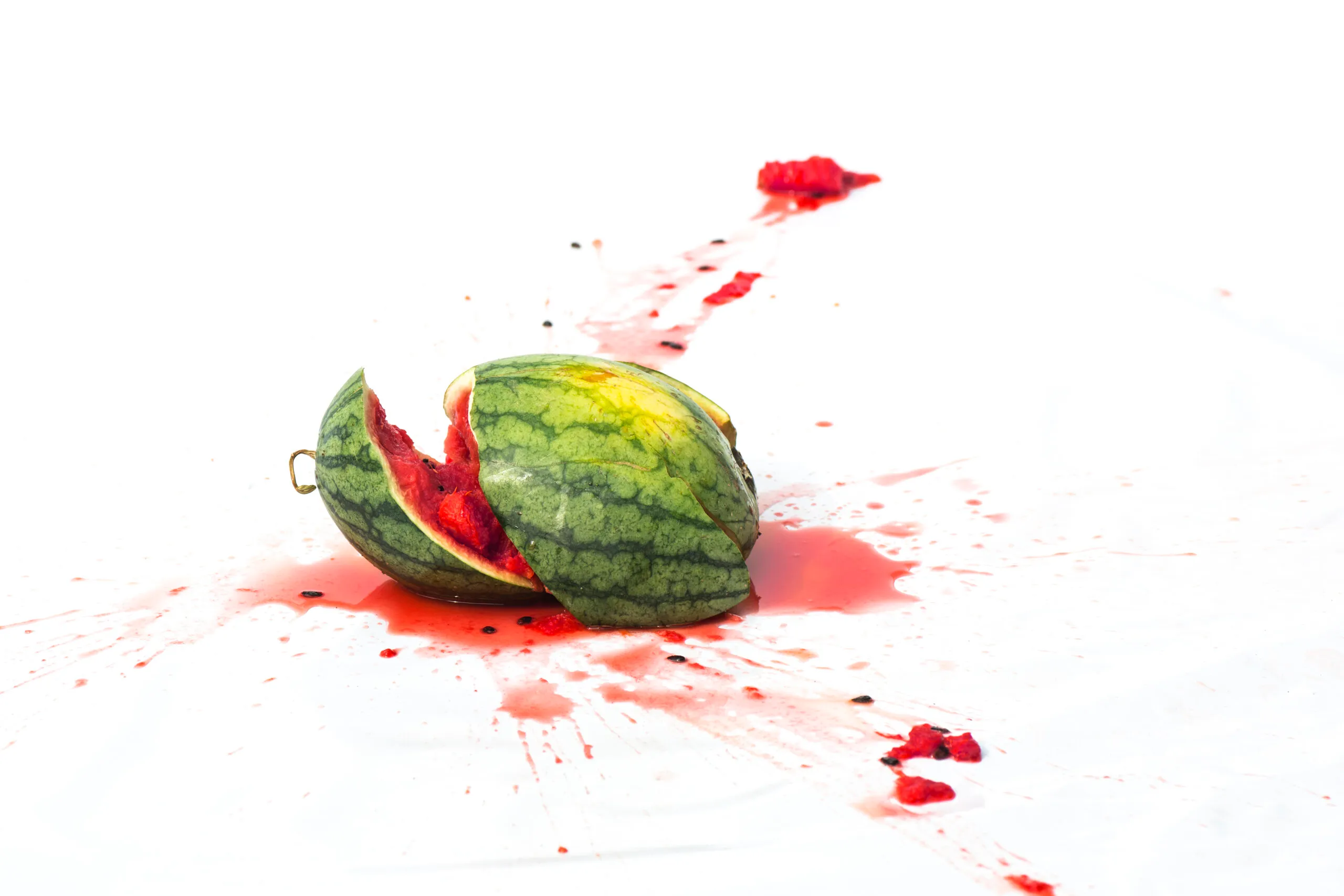 broken watermelon on white background