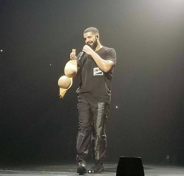 Drake's looking for the lady that threw her 36G bra on stage as he