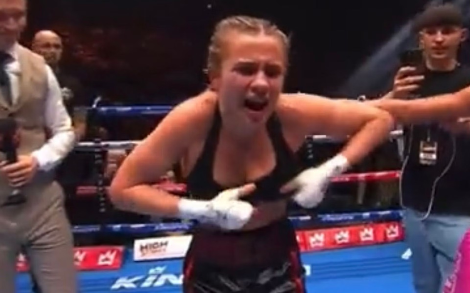 Female boxer who flashed crowd