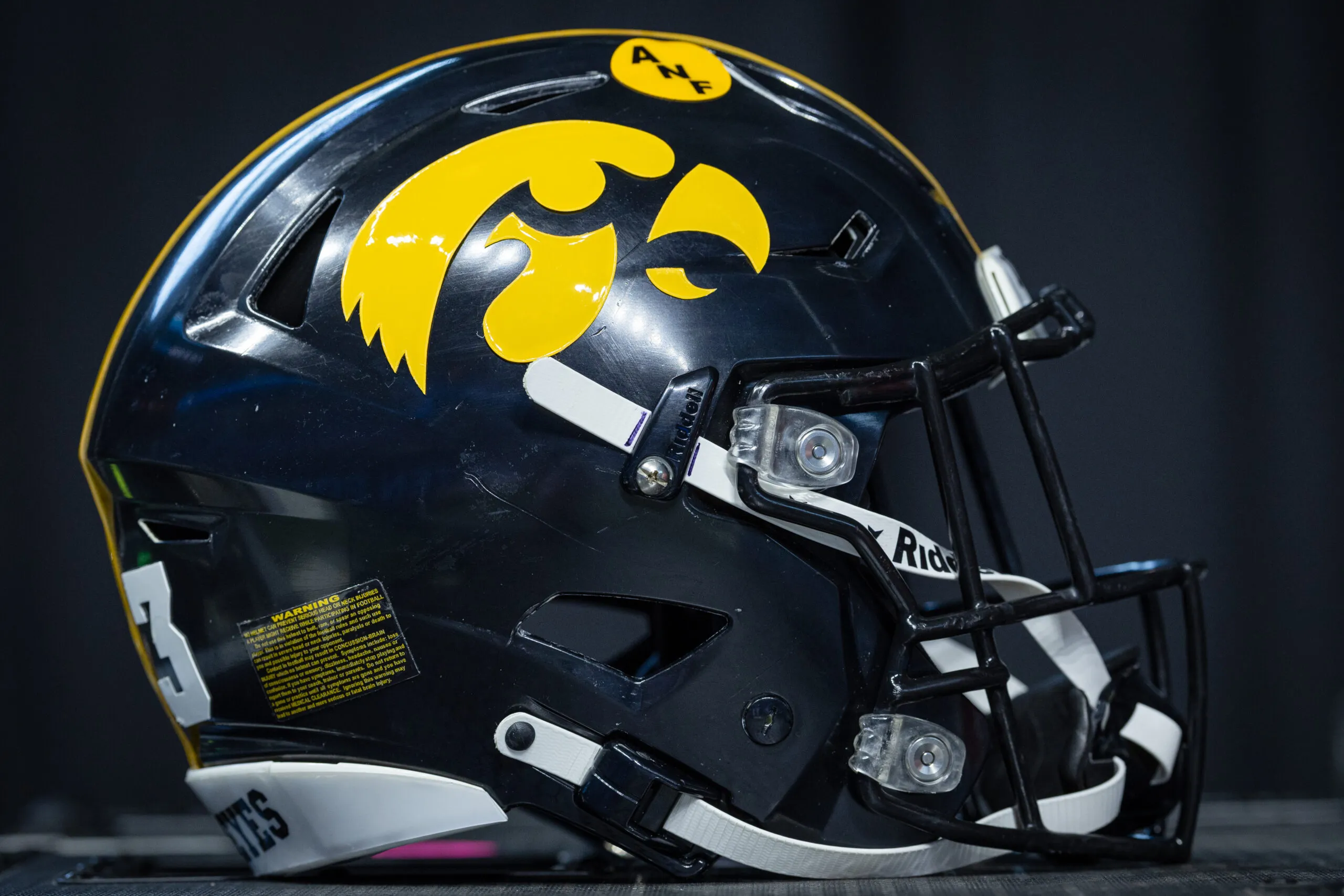 INDIANAPOLIS, INDIANA - JULY 26: An Iowa Hawkeyes helmet is seen at Big Ten football media days at Lucas Oil Stadium on July 26, 2023 in Indianapolis, Indiana. (Photo by Michael Hickey/Getty Images)