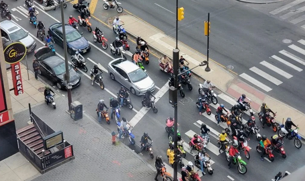 Dirt Bike Mob Stomps Through Windshield in Philly