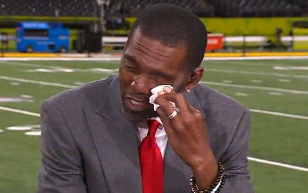 Randy Moss in Tears During Return to NFL Sunday Countdown Ahead of Super Bowl