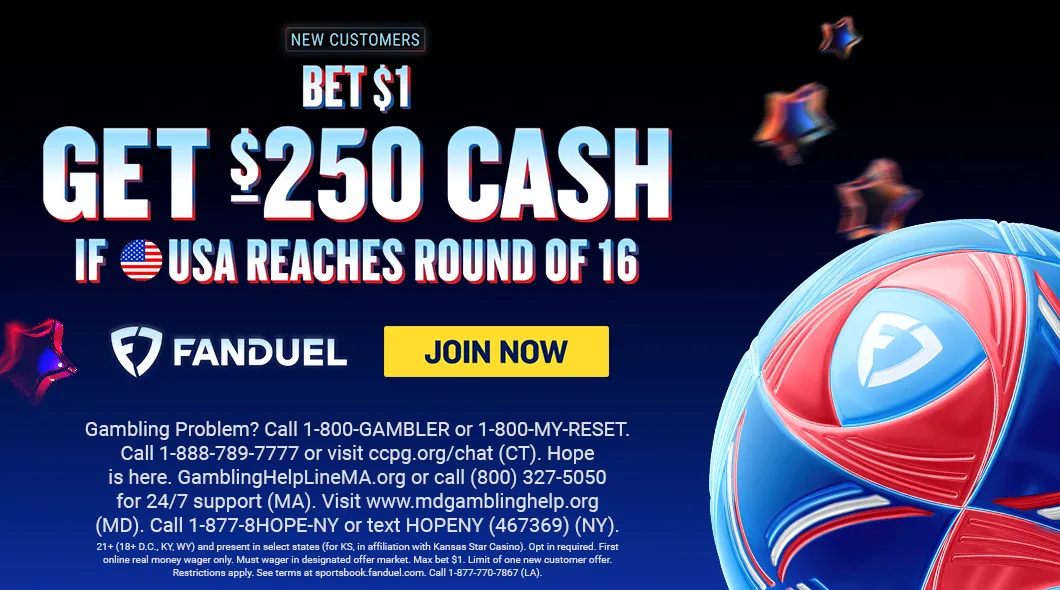 USA Special Offer: Bet $1, Get $250 Cash if USA Advances!