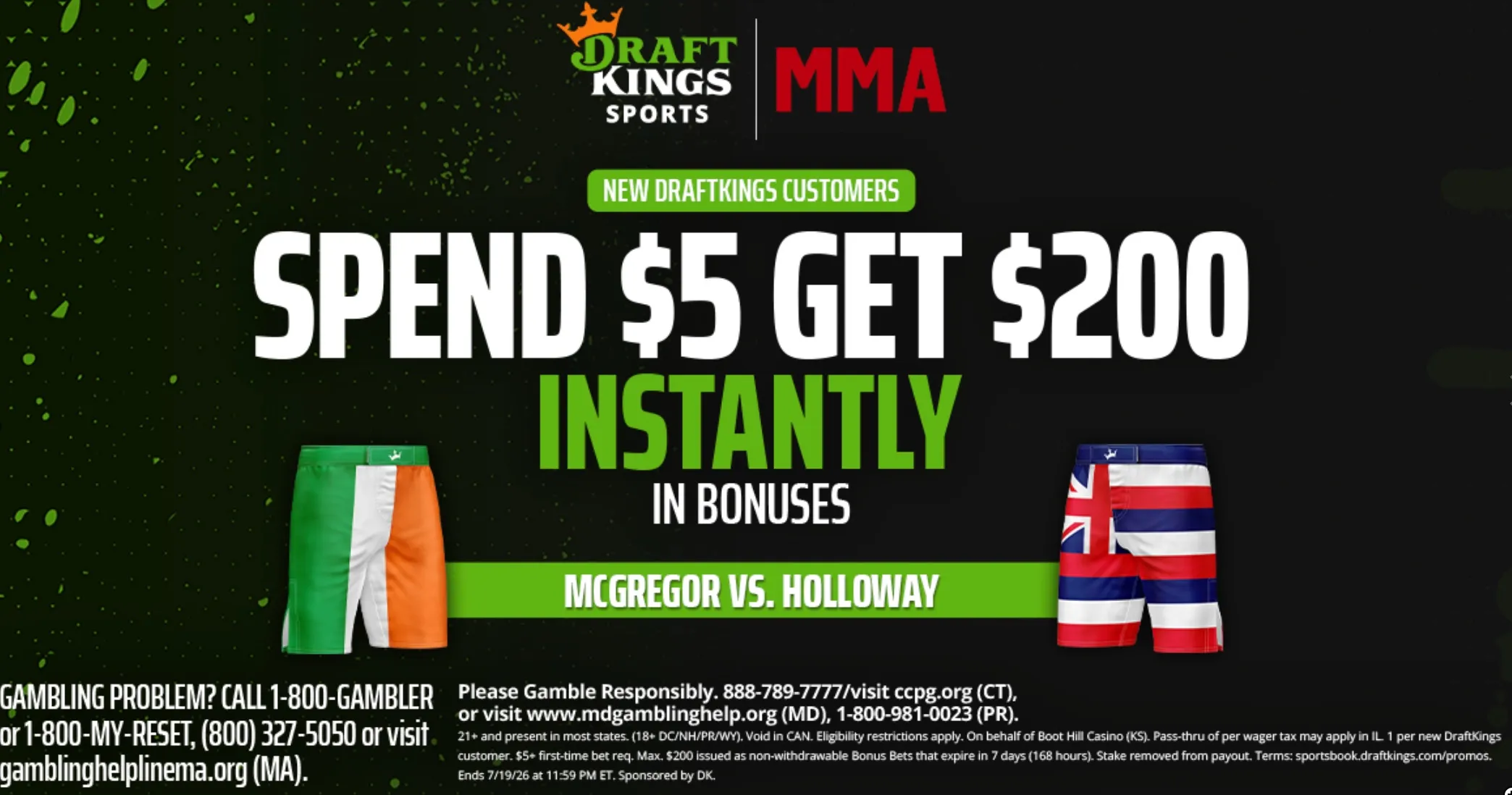 DraftKings UFC Promo: Spend $5, Get $200 in Bonuses Instantly