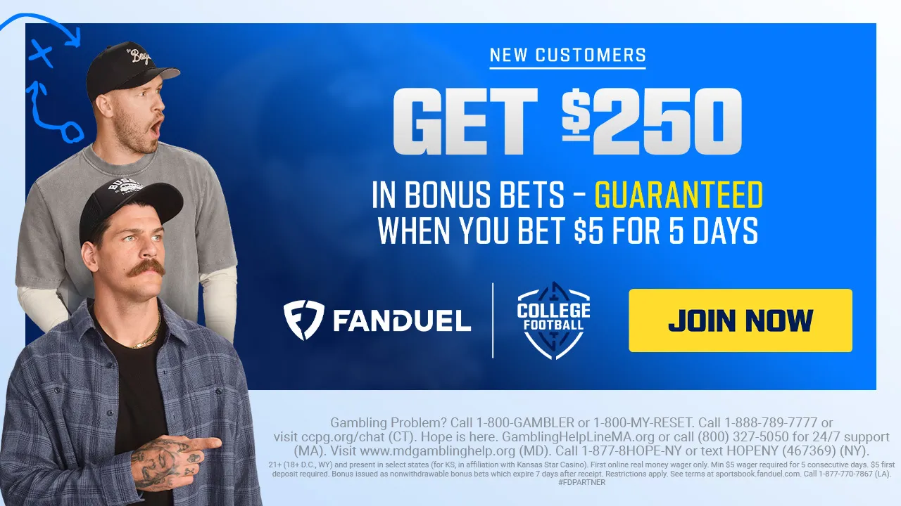 FanDuel New User Offer: Get $250 in Bonus Bets When You Wager $5 for 5 Days